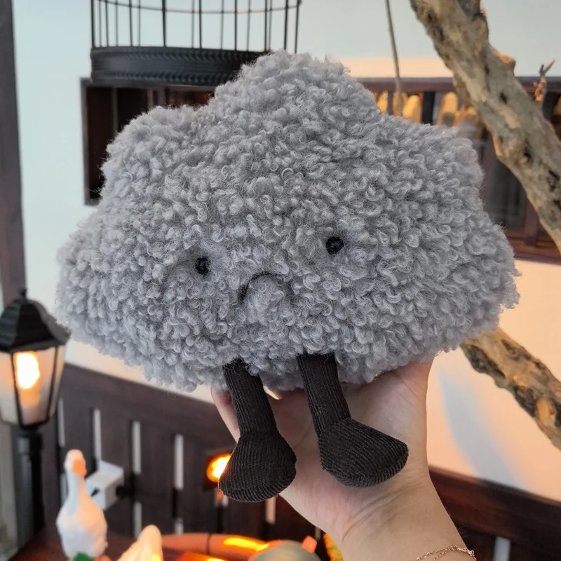 23x26cm Small Dark Cloud Pillow Plush Stuffed Angry Emotion Black Cloud Natural Cushion with Legs Decor Plushie Peluche Gift 5