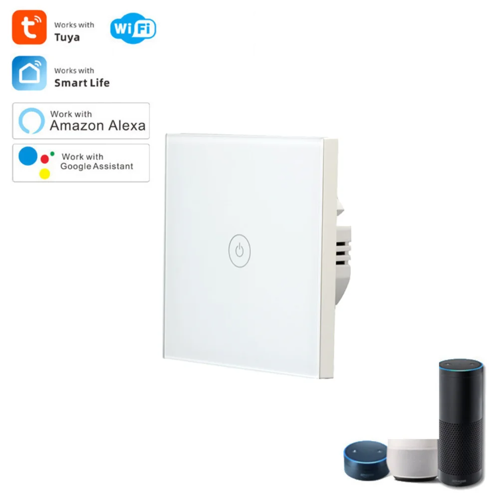 Intelligent Switch European Standard Intelligent WiFi Switch One Way Wall Switch Connection Alexa Voice Control Touch Switch geeklink fbb wall touch us version 1 2 3 gang smart home intelligent wireless remote switch by ios android feedback switch