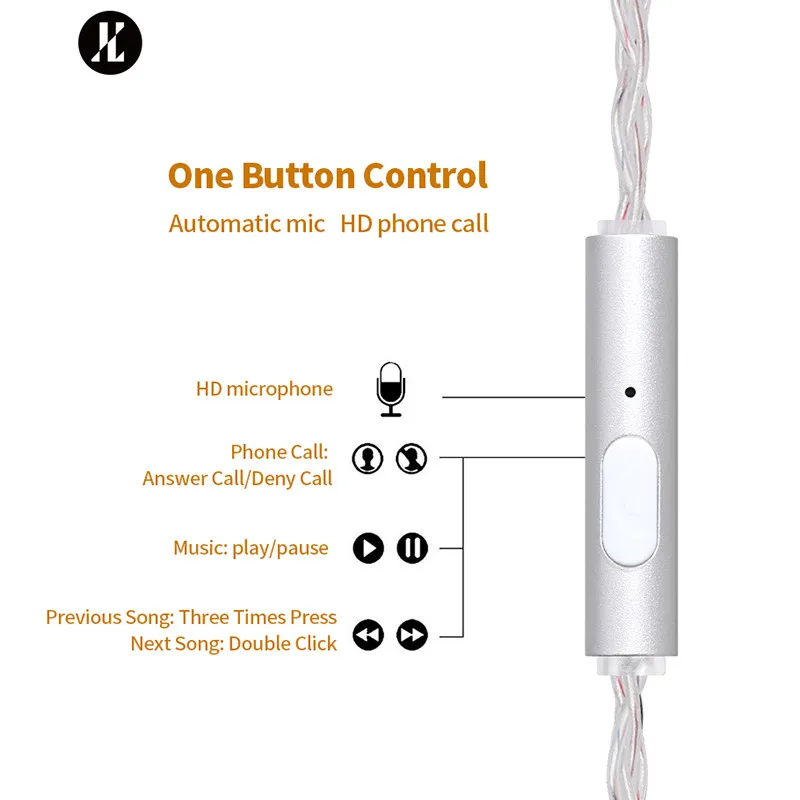 JCALLY New JC08S 8 Shares 2Pin 0.78mm QDC KZ C Pin With Mic