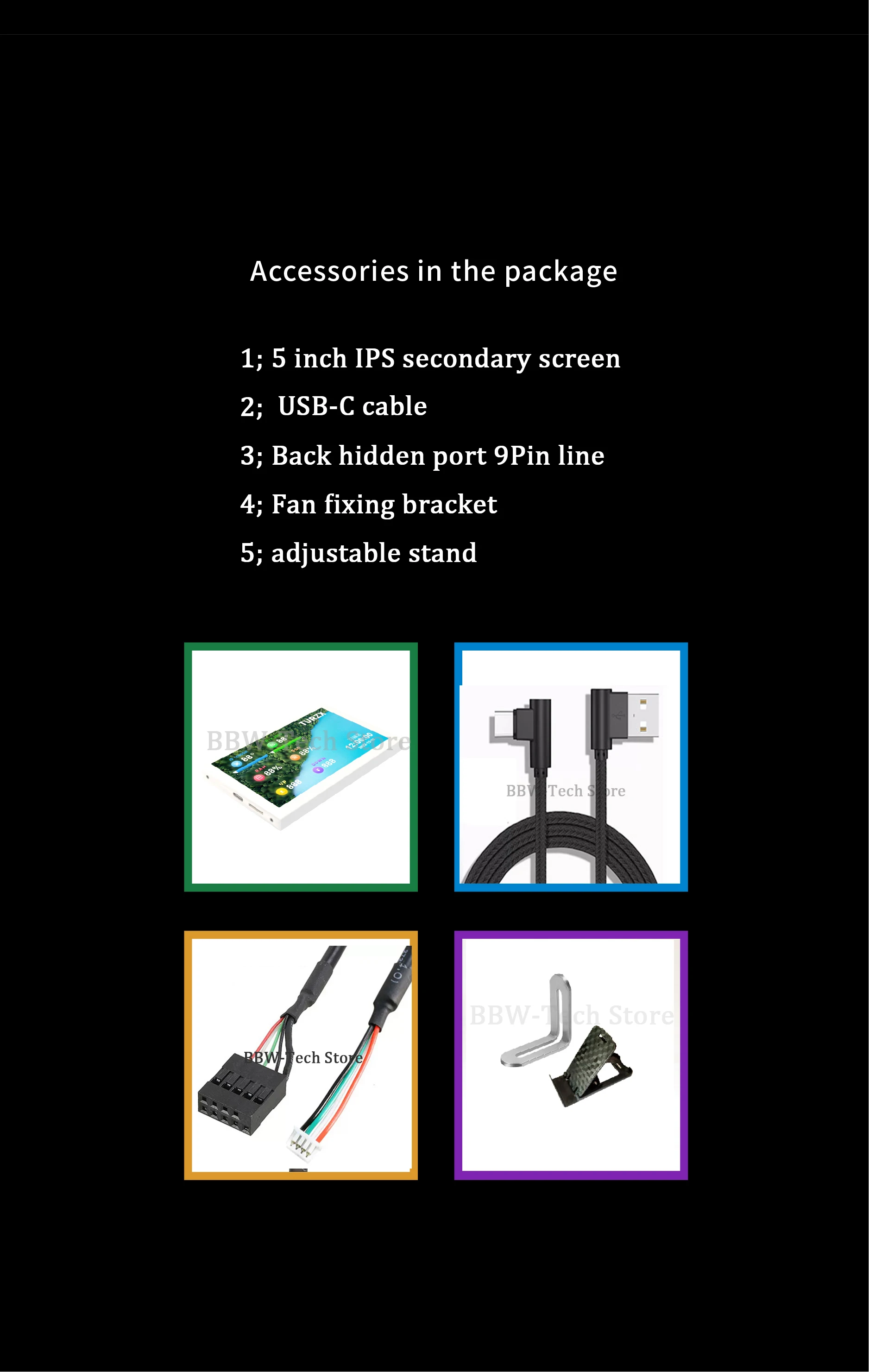 外部コンピューター5インチLCDモニター,2つのUSB Type-cデュアル
