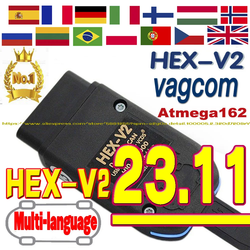 Nuovo Aggiornamento Hex V2 V23.11 Interfaccia Tester Elettrici Per Vw Per Audi Skoda Seat Vagcom Atmega162 Unlimited Vins Hex-V2 Vcds Tools