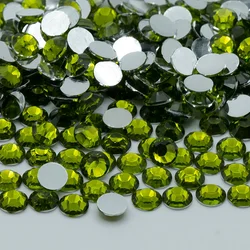 High Transparent Flat - Bottom Resin Diamonds for Nail Art and Jewelry Crafting (Olive green)