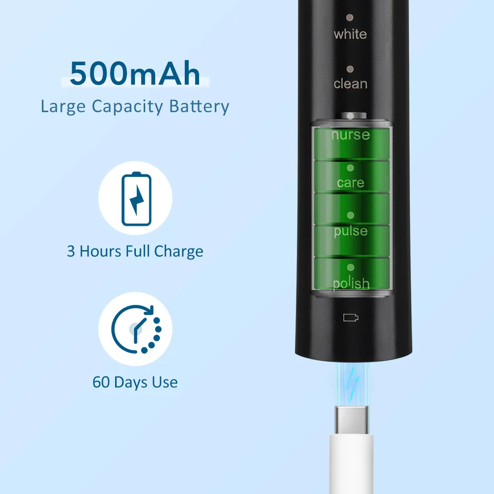Electric Smart Toothbrush 6 Speed Mode Home USB Charging Waterproof Clean Whiten Adult Tooth Cleaner Automatic Timer Couple Set