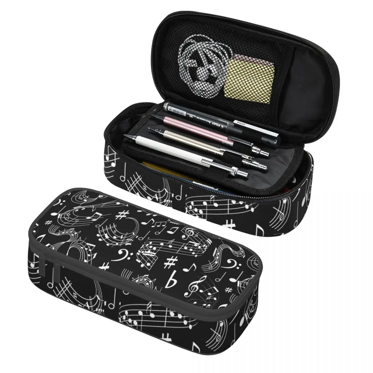 Music, Musical Notes Pencil Cases Large Capacity Pen Bags Pen Box Pencil Pouch For Boys Girls Students Stationery School Office