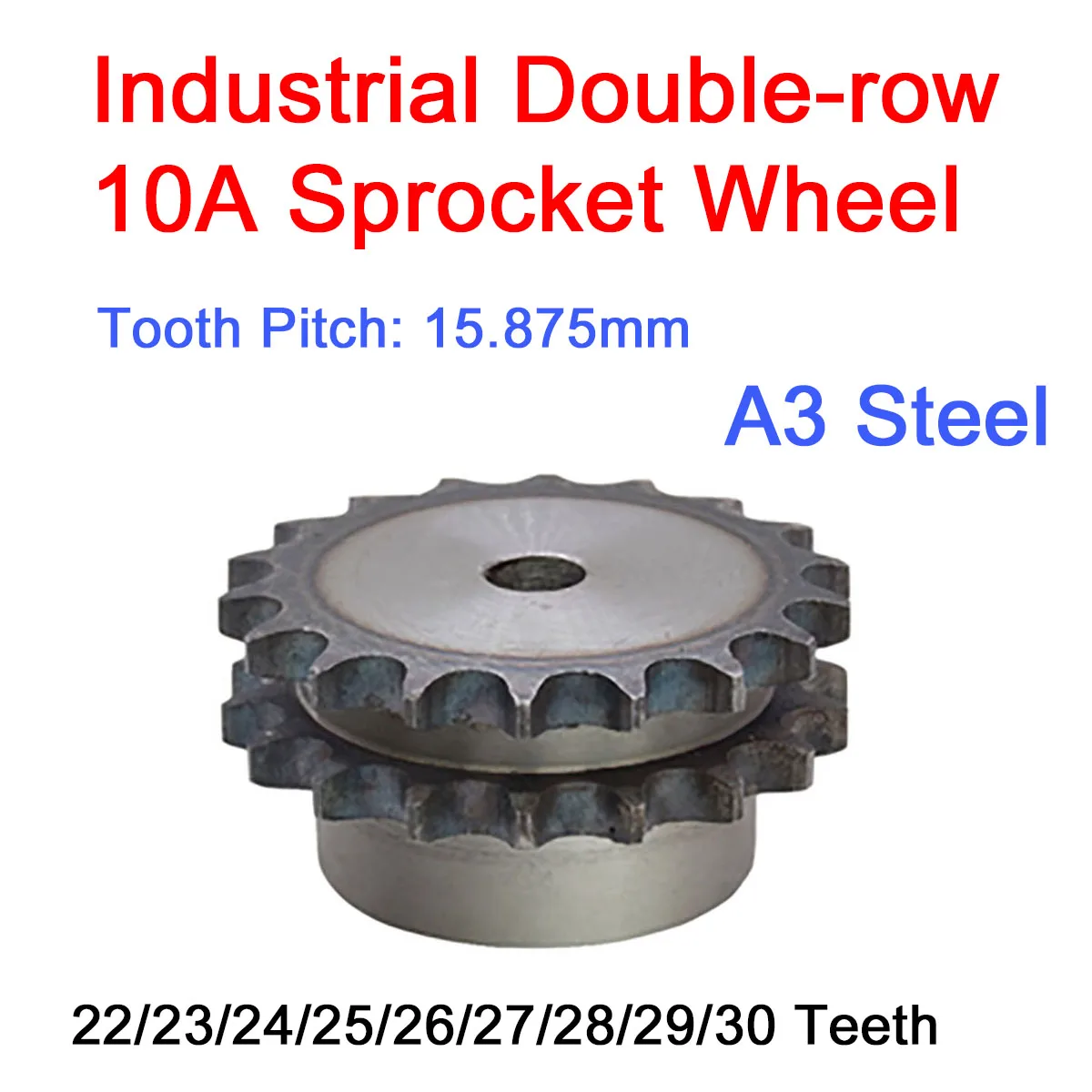 

1Pc 10A Double-row Sprocket Wheel 22/23/24/25/26/27/28/29/30Teeth A3 Steel Chain Gear with Step Process Hole Tooth Pitch15.875mm