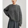 Women's Alpaca Wool thick Sweater winter Round Neck Loose Solid Color Knit Pullovers Top 4