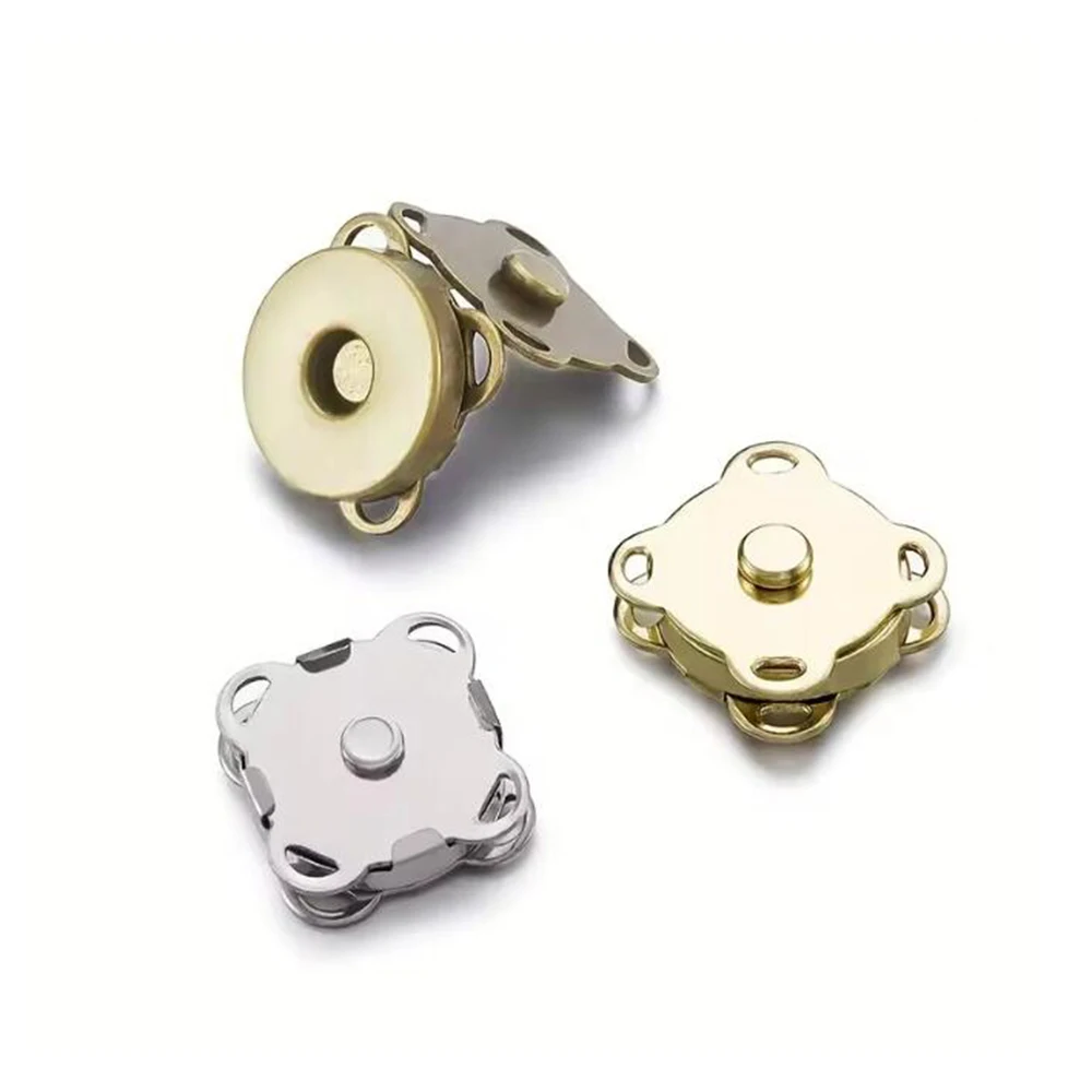 10 Sets Magnetic Snap Button Metal Plum Blossom Sew on Buttons Clasps Fasteners for Purses Handbag Clothes DIY Craft Accessories