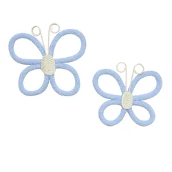 Set of 2 Hand - Woven Bohemian Butterfly Wall Decorations - Colorful Art for Nursery, Home, and Office Decor (2pcs blue)