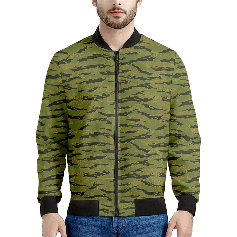 Chaqueta con estampado 3D de camuflaje de mosaico para hombre, sudadera deportiva con gráfico de camuflaje, camisetas para niños, abrigos de bombardero con cremallera de calle de manga larga