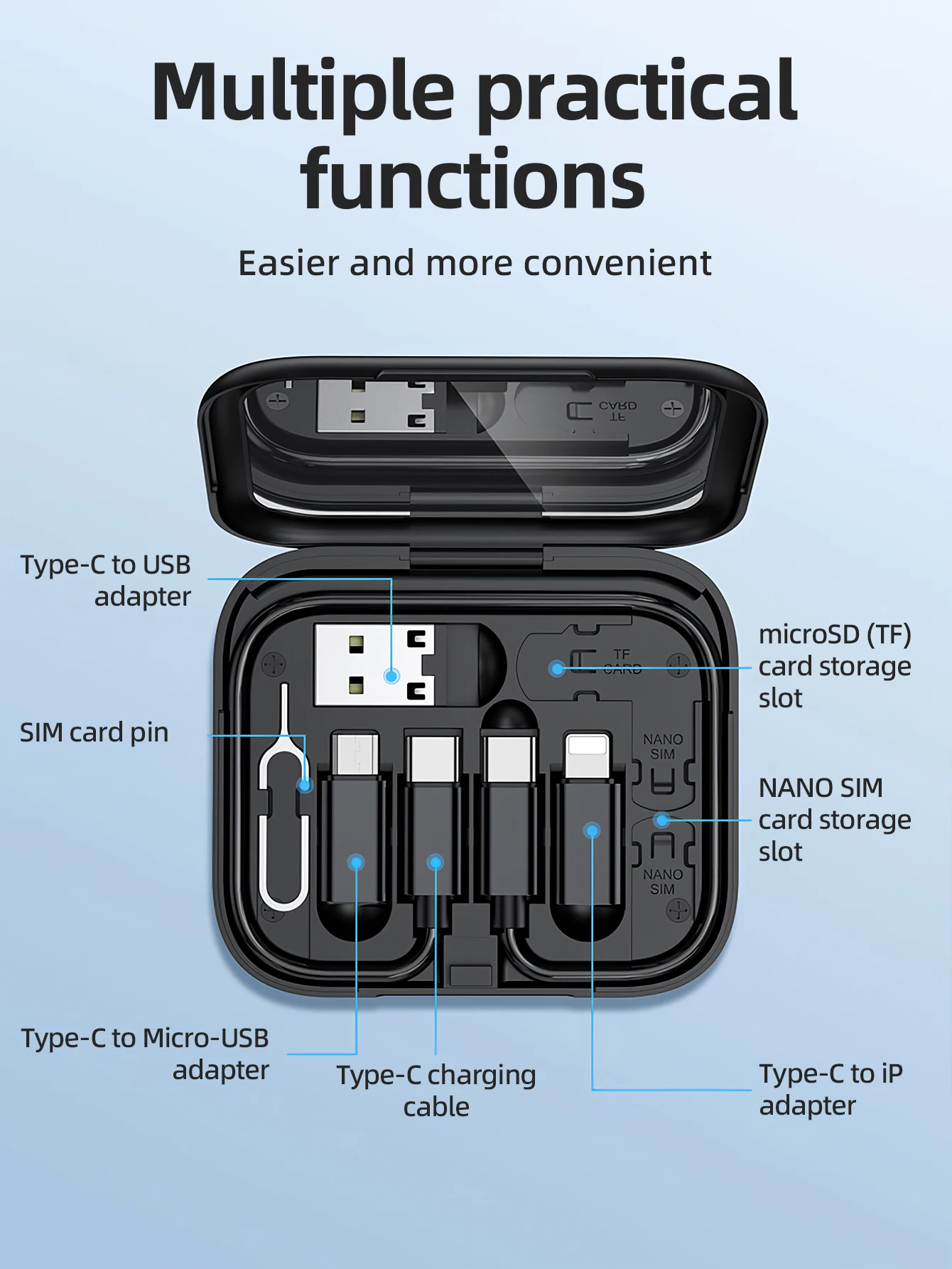 HOCO U114 60W Multifunction Charging Cable Kit with Portable Case