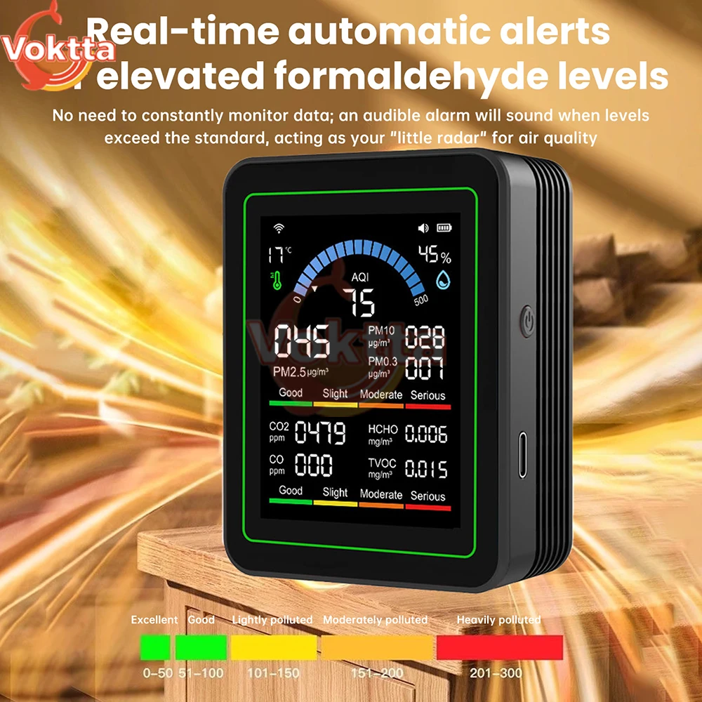 Moniteur De Qualité De L'air WiFi 10 En 1 Tuya - Mesure CO2, PM2.5, Température, Humidité - Écran 2.8", Autonome 24h - 11