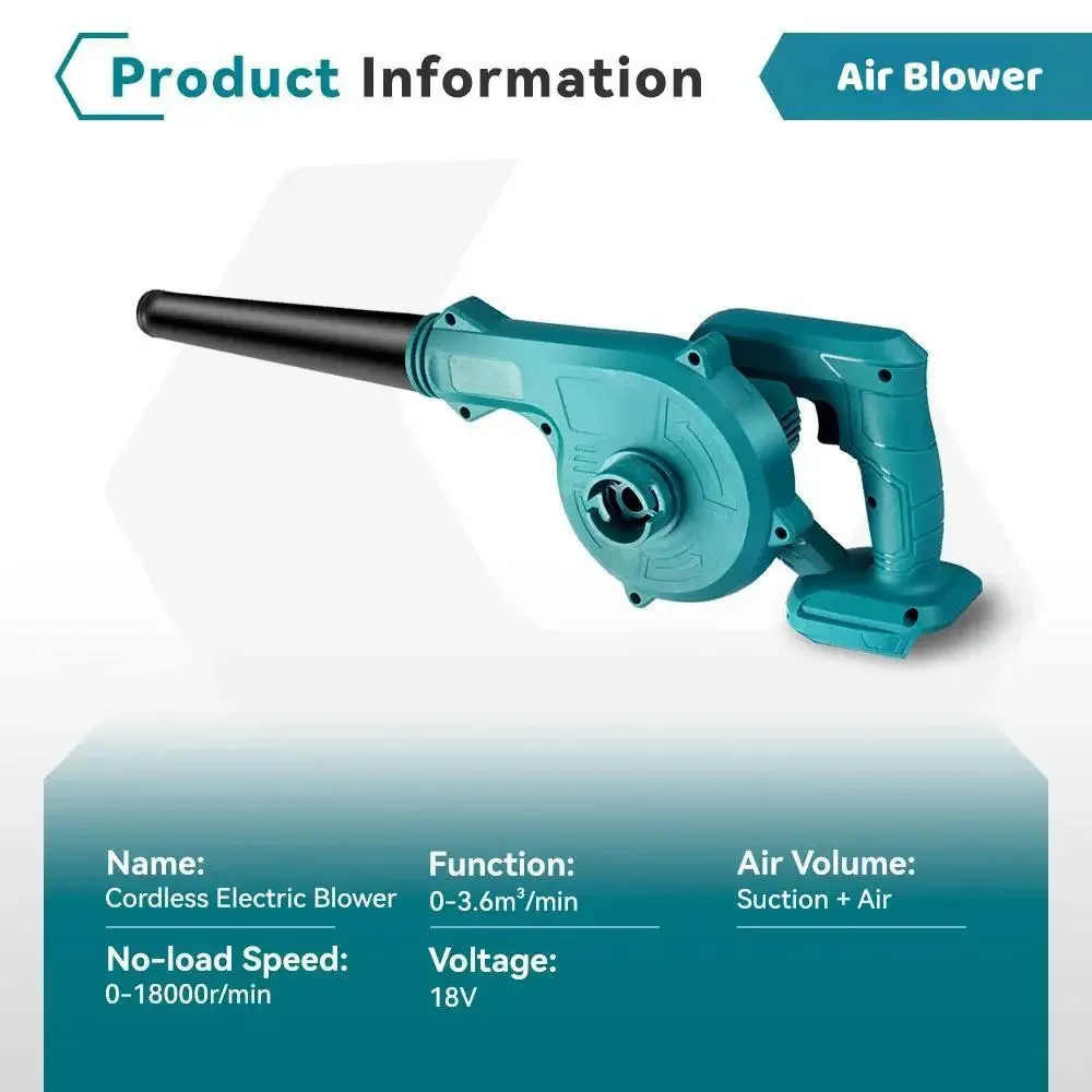 2 in 1 Cordless Portable Handheld Electric Air Blower & Suction Leaf Computer Dust Cleaner Power Tool For Makita 18V Battery air blower electric blower