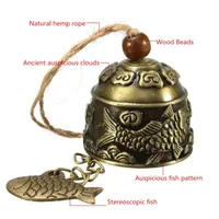 1pcs Bell Characteristics Handmade Hanging Wind Chime Hemp Rope Traditional Zinc Alloy Dragon Fish Luck Fortune 1