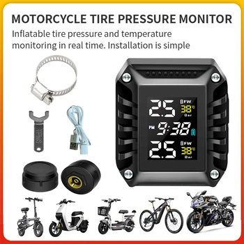 Il monitor della temperatura della pressione dei pneumatici per motociclette è semplice da installare e avvio e arresto intelligenti, impermeabile e anticaduta