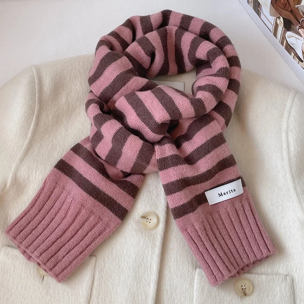 Striped contrast color Merite Mark coffee pink