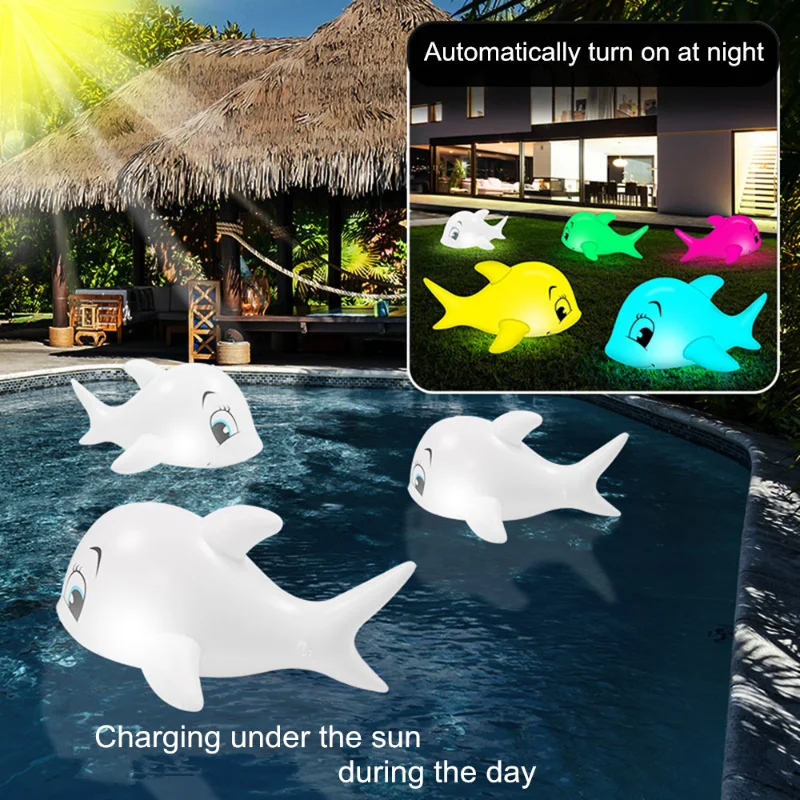 Solar Floating Dolphin Ball Light Swimming Pool Light Waterproof Lawn Balloon Lamp Home Party Garden Decor solar outdoors lights