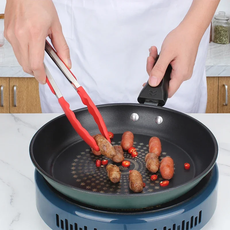 Stainless Steel Kitchen Tongs Silicone Food Tong Food Grade Non-Slip BBQ Tong Utensil Cooking Clip Clamp Salad Serving BBQ Tools
