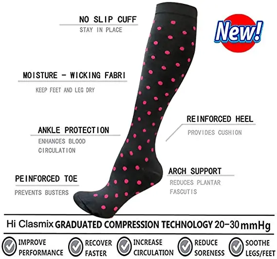 Unisex Compression Stockings Nurse Socks Fit for Medical, Edema, Diabetes,  Varicose Veins, Running Marathon Compression Socks