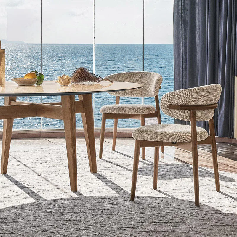 Nordic Armchair Light Luxury Modern Log Coffee Shop Solid Wood Chair