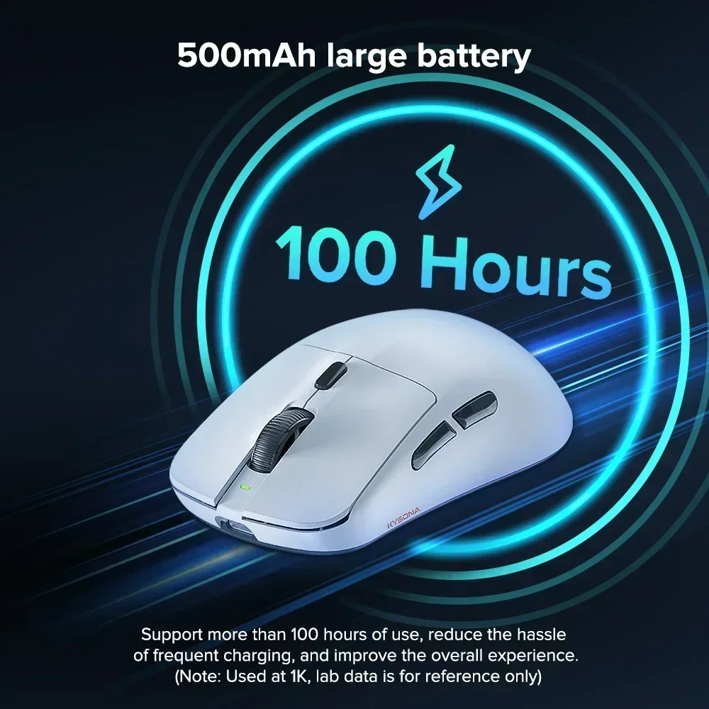 Kysona M6178khz Wireless Bluetooth Lightweight Gaming Mouse PAW3395 26000DPI Low Latency Rechargeable Wired Gaming Mouse