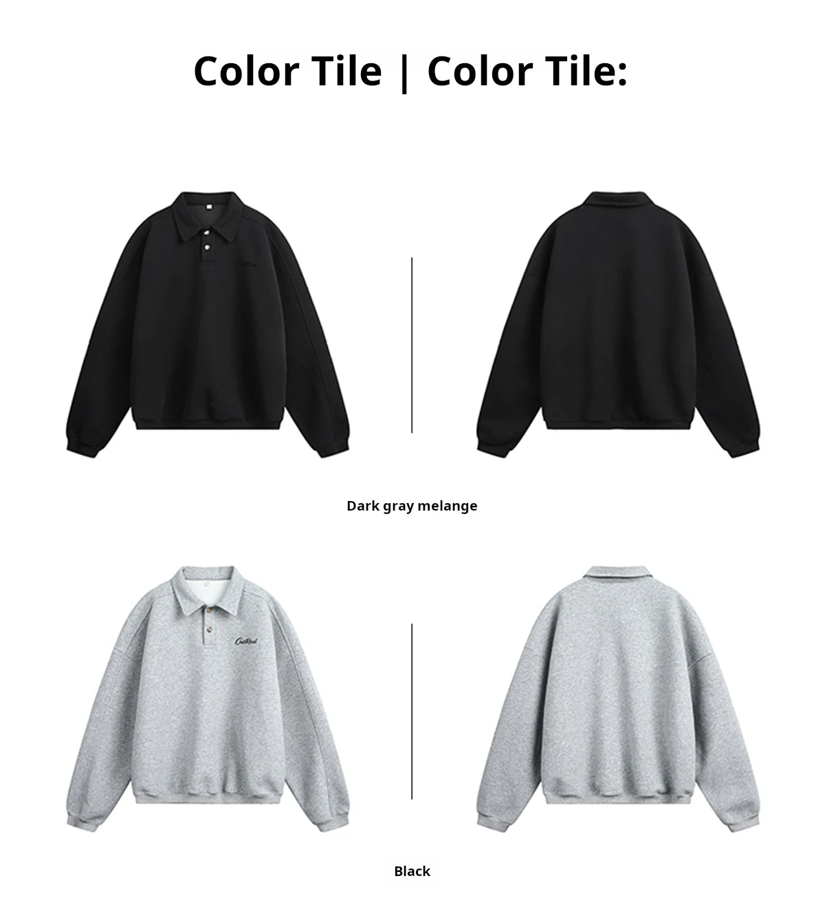 HANGLU 2025 Men's Oversized Collar Sweatshirt Vintage Button Placket Long Sleeve Polo Pullover Loose Fit Streetwear Top