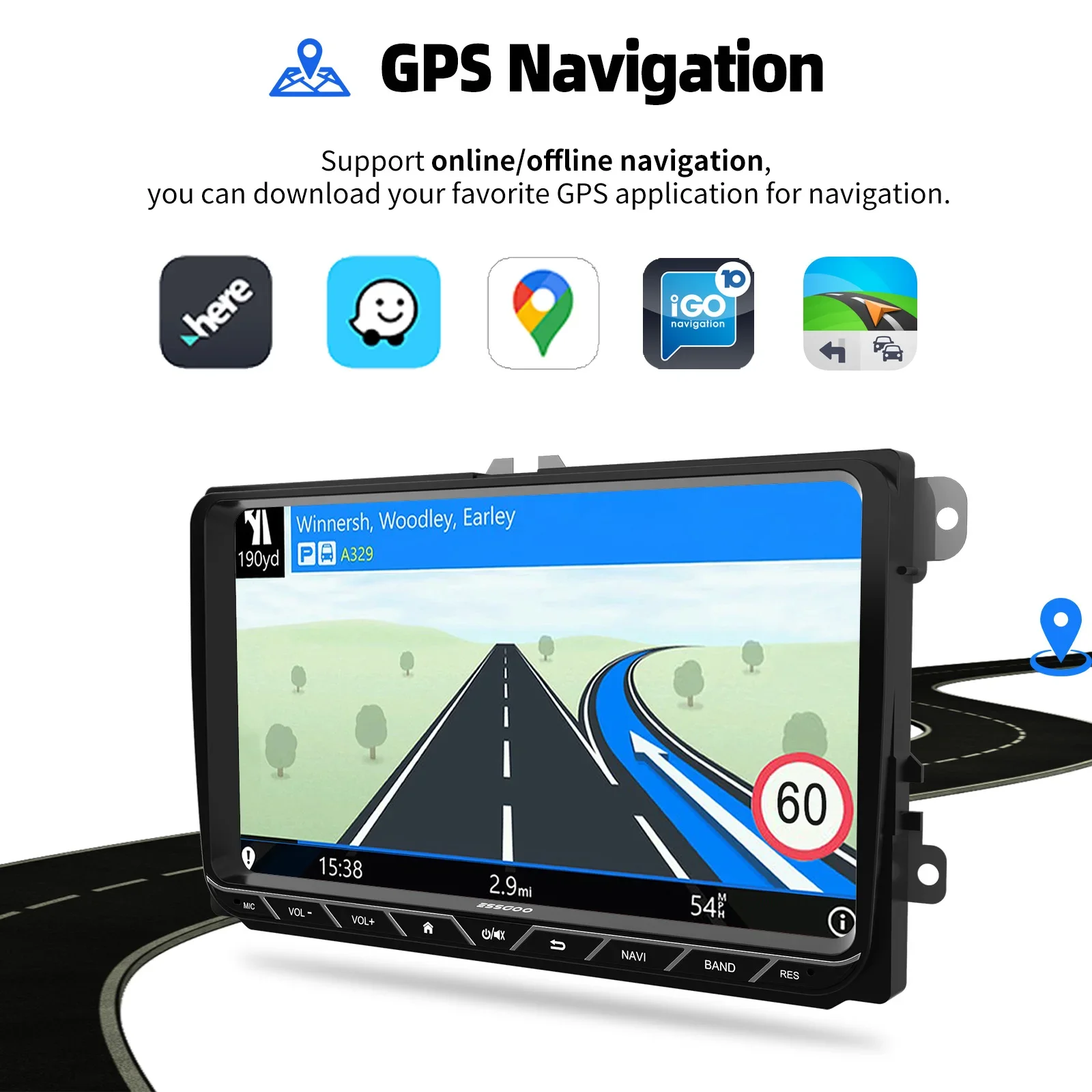ESSGOO Autoradio Android15 9" 4+64 GB Bluetooth für VW Tiguan T5 Passat B6 B7 Golf 5 6 Touran Polo Caddy EOS Jetta 6R CarPlay GPS Navigation RDS WiFi Lenkradsteuerung Mirror Link Touchscreen Wireless CarPlay Android Au – Detail 12