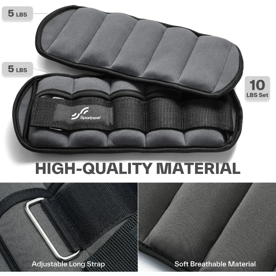 Adjustable Ankle Weights 1 Pair 2 4 6 8 10 Lbs Leg Weight Straps for Women Men, Weighted Ankle Weights Set for Gym,Fitness, Work