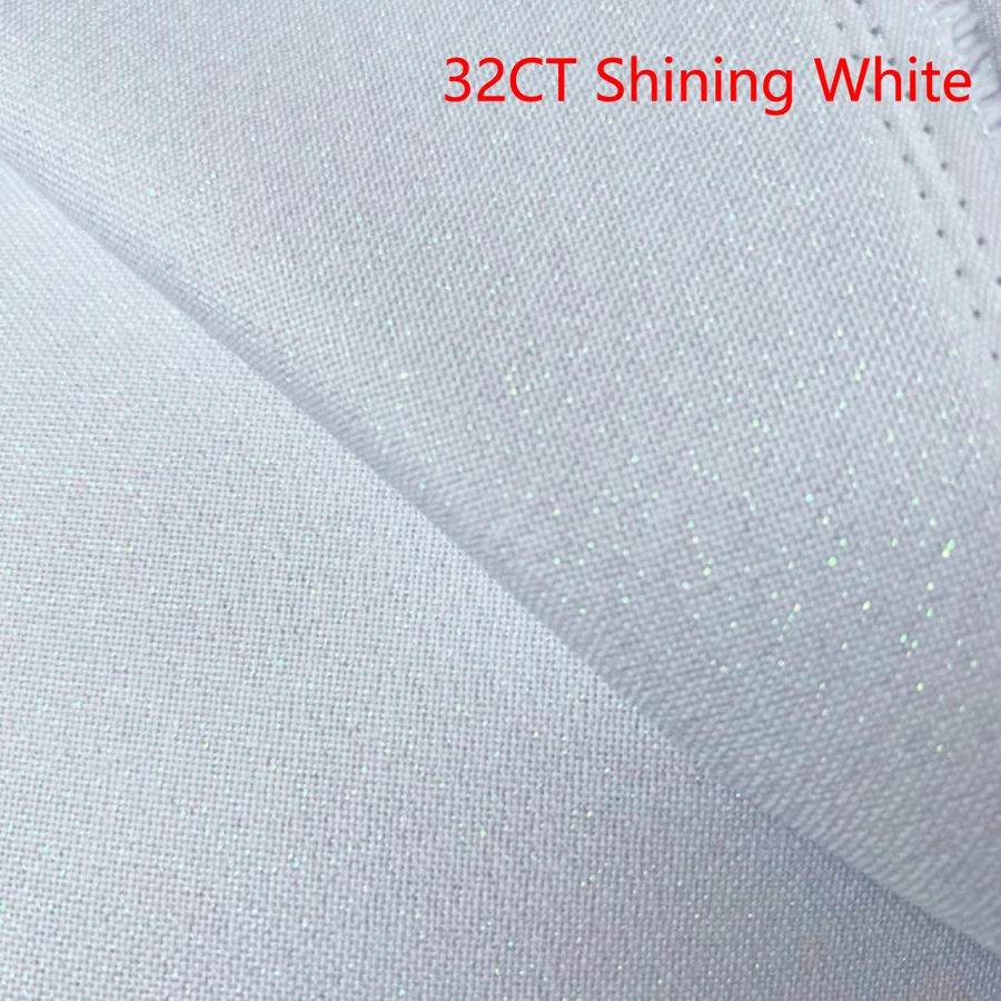 Cross Stitch Fabric Embroidery Fabric Cross Stitch 28CT and 32CT Shining White Canvas White Fabric Top Quality Cotton Cross Stitch Sparkle Shiny Silver Flash 100x150cm