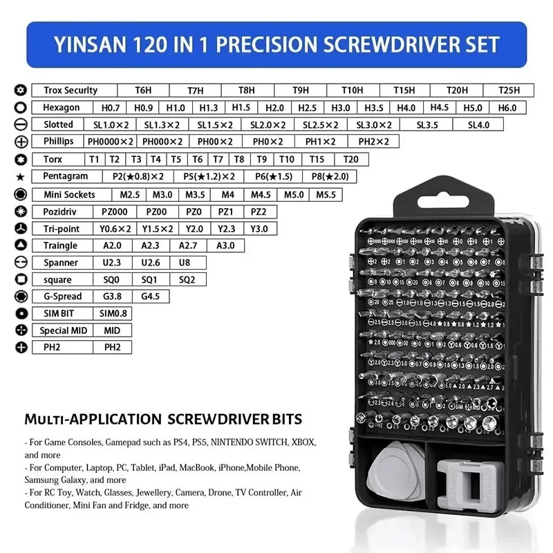 Precision Screwdriver 115-in-1 Set with 98pcs Magnetic for Various Repairs