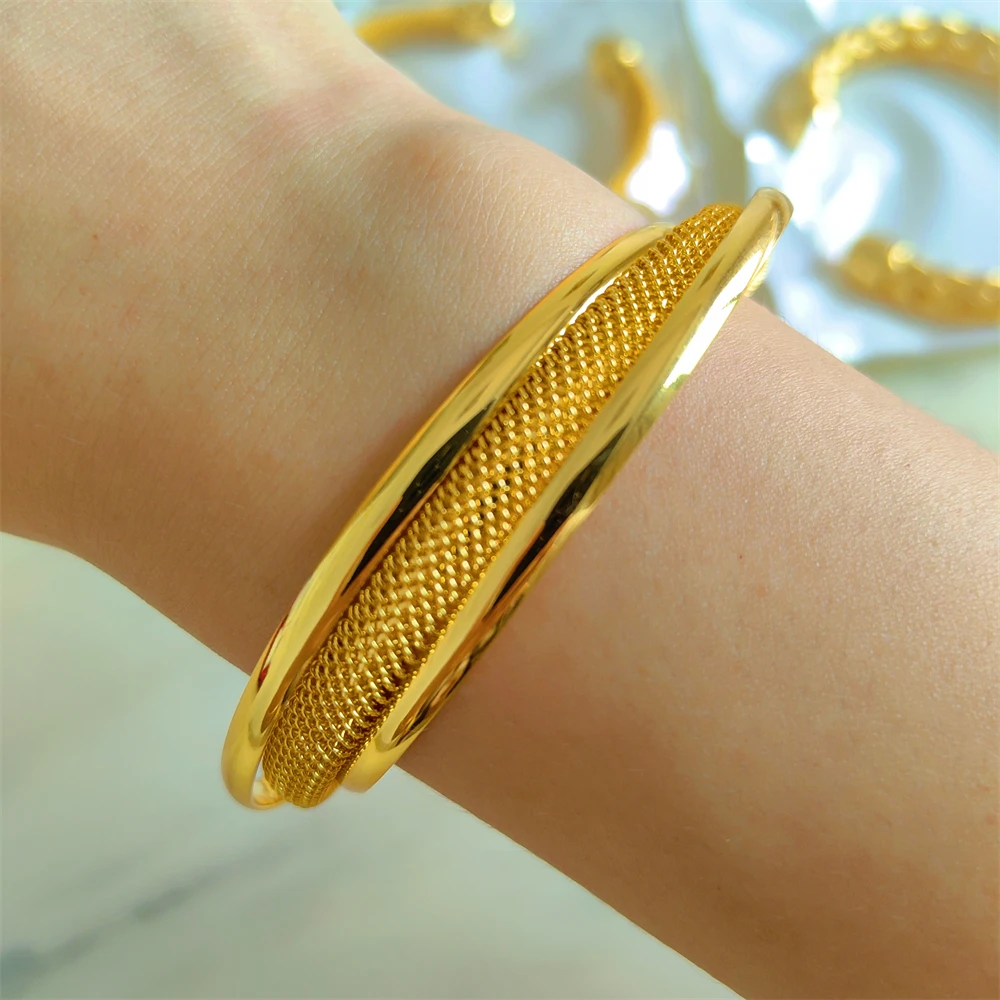 

ESALE Fashion African Dubai Goldplated Bangle Gold Color Trendy Open Cuff Bracelet Pulseras Women Bijoux Gift ZB015