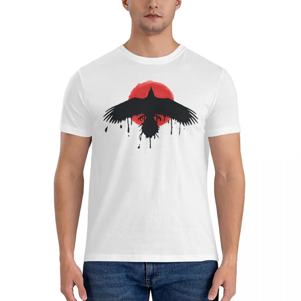 Camiseta 100% de algodón para hombre, camisa de manga corta con cuello redondo, color negro, rojo, cuervo antes de la vida, loco, precio