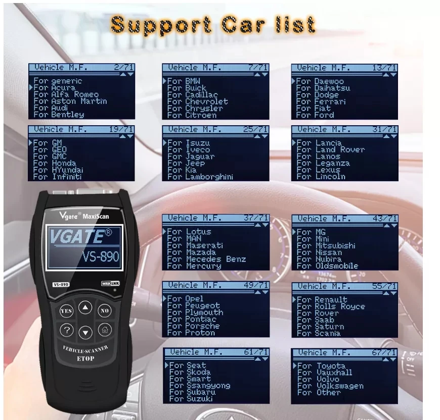 Maxiscan-Scanner de diagnostic Vgate VS890S OBD2, VS890, SLilTool VS 2024, lecteur de code de voiture multilingue, Lilrer US, le plus récent, 890