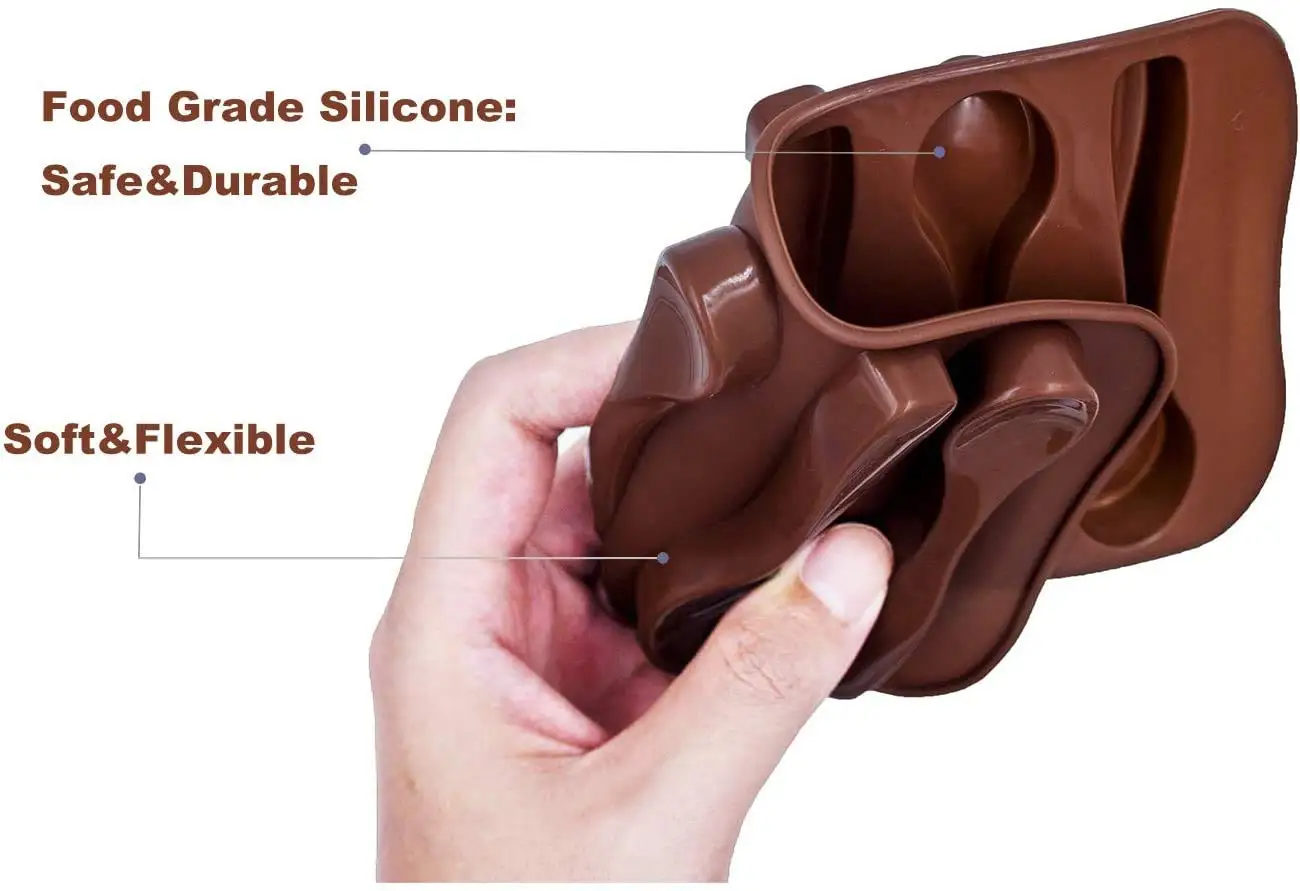 Spoon Shape Molds 6 Cavity Chocolate Candy Gummy Molds Food Grade Chocolate  Ice Jelly Silicone Mold Baking Tools