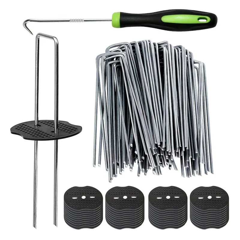 Stainless Landscape U-Shaped Staples with Mats Precision Hook for Garden Landscaping Fabric Ground Pins Weed Fabric 50 Packs