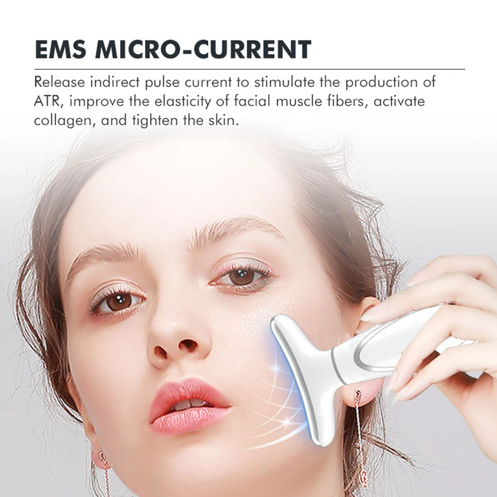Ice Compress Neck Face Lifting Beauty Apparatus 4 Color EMS Facial Lifting Massager