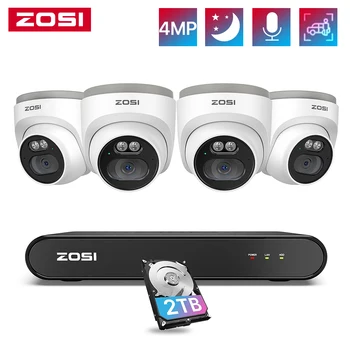 ZOSI C220 8CH 4MP 2.5K PoE Home CCTV Security Camera System 8CH 5MP 3K NVR 4MP(1440p)Dome IP Surveillance Cameras Outdoor Indoor 1