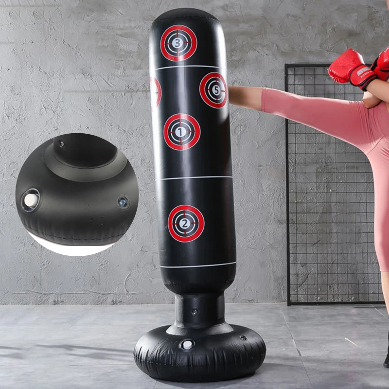 160cm PVC Fitness Adult And Child Inflatable Standing Boxing Column Tumbler Inflatable Sandbag Muay Thai Training Venting Column