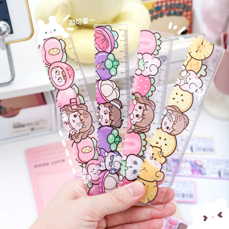 1 pc Kawaii Little Girls Fruits Cartoon Plastic Straight Rulers Kawaii School Office Supplies Planner Accessories Student Prize - 2