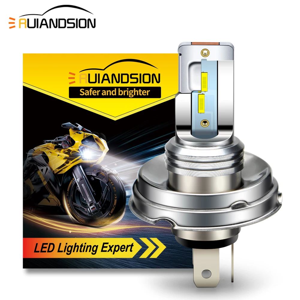 Lampadina LED Per Faro Moto H4, Gialla, 1800 Lumen, 9-32V AC/DC, Con Chip 1860 4SMD, Abbagliante/anabbagliante