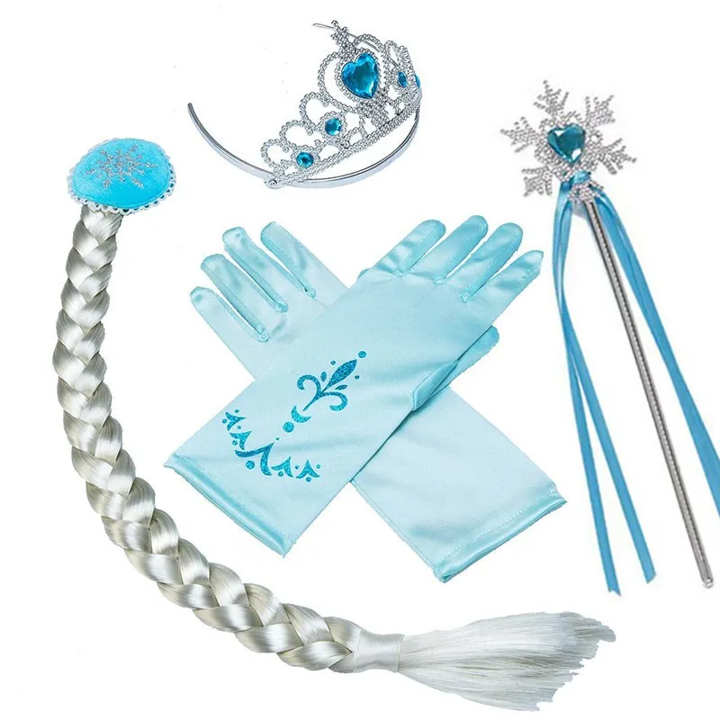 Elsa Anna Girl Princess Accessories Kids Mermaid Belle Sofia Rapunzel Magic Wand Crown Tiara Gloves Wig Party Supplies petticoat 3