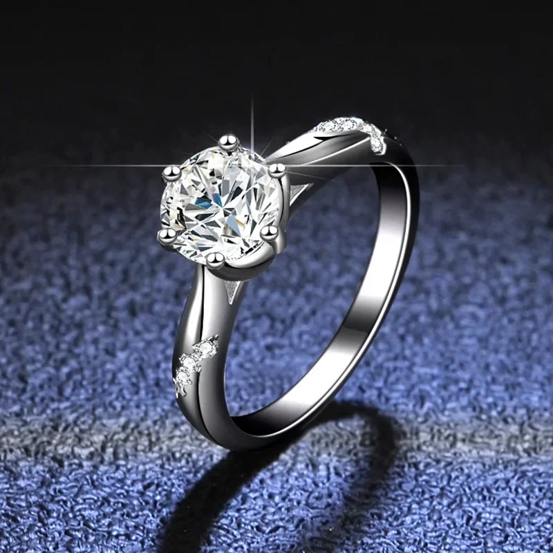 Platinum PT950 Moissanite Diamond Rings for Women Wedding Proposal Ring Psychic Six Claw Jewelry Multi-size Available 1