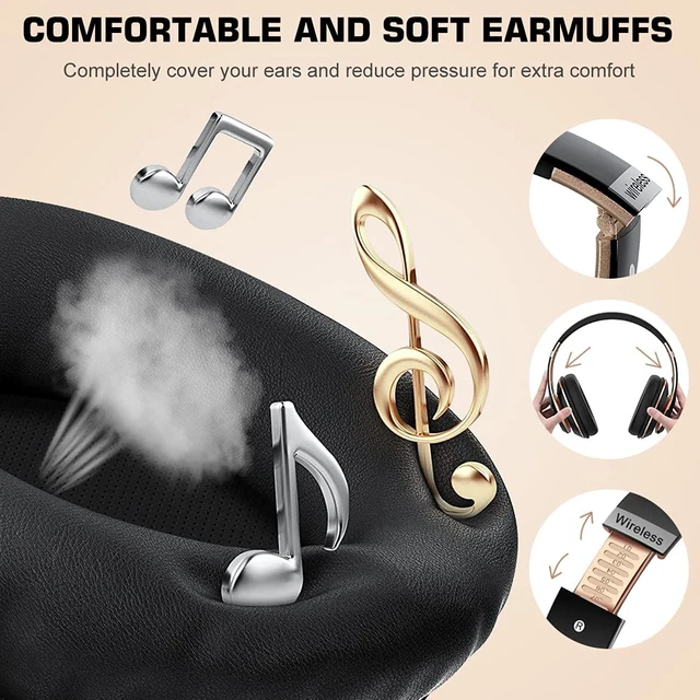  PRTUKYT 6S Wireless Bluetooth Headphones Over Ear, Hi-Fi Stereo  Foldable Wireless Stereo Headsets Earbuds with Built-in Mic, Volume  Control, FM for Phone/PC (Black & Gold) : Electronics