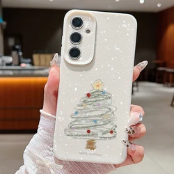 Festive Christmas Tree Design Phone Case - Samsung A16 (A628 Beige White)