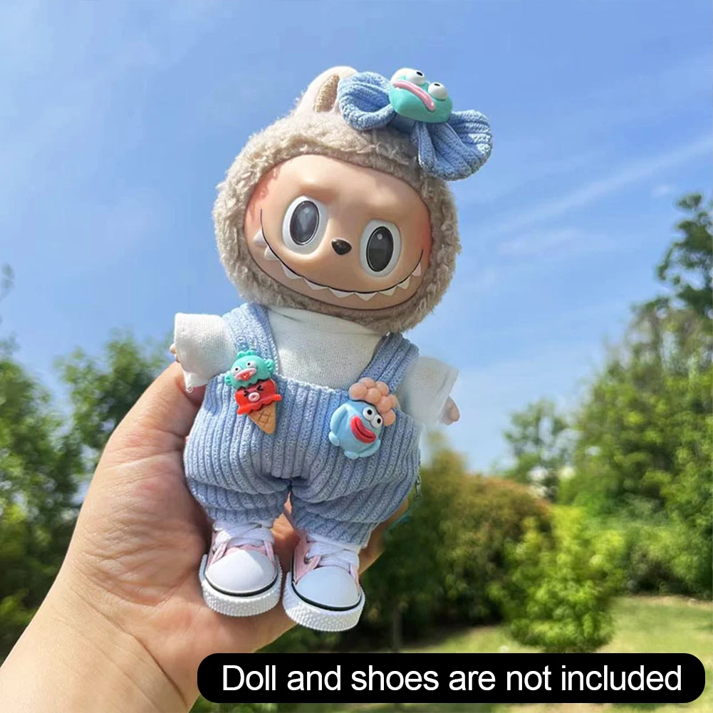 17cm Cute Mini Plush Doll'S Clothes Outfit Accessories For Korea Kpop Exo Labubu II Idol Dolls Skirt overalls suit Clothing DIY 6
