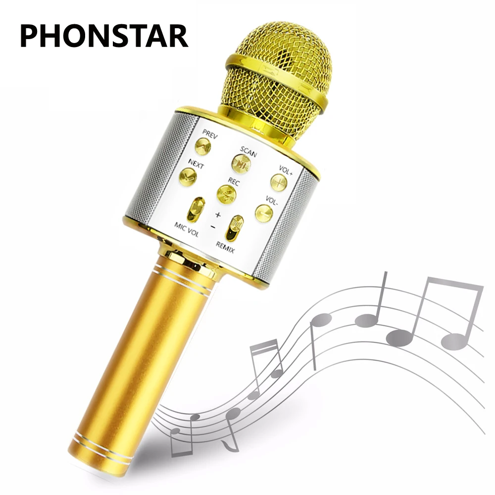 

WS858 Professional Bluetooth Wireless Microphone Speaker Handheld Karaoke Children's Song Live Microphone