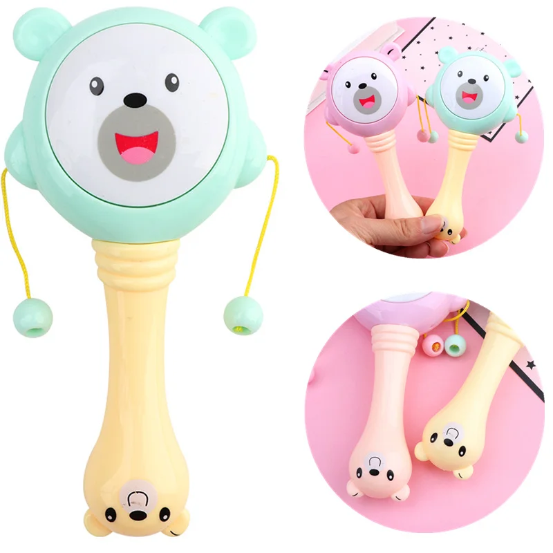 

Random Color 1Pc Learening Educational Toy Cartoon Bear Pattern Rattle Toy Musical Instrument Baby Early Education Toy Kids Gift