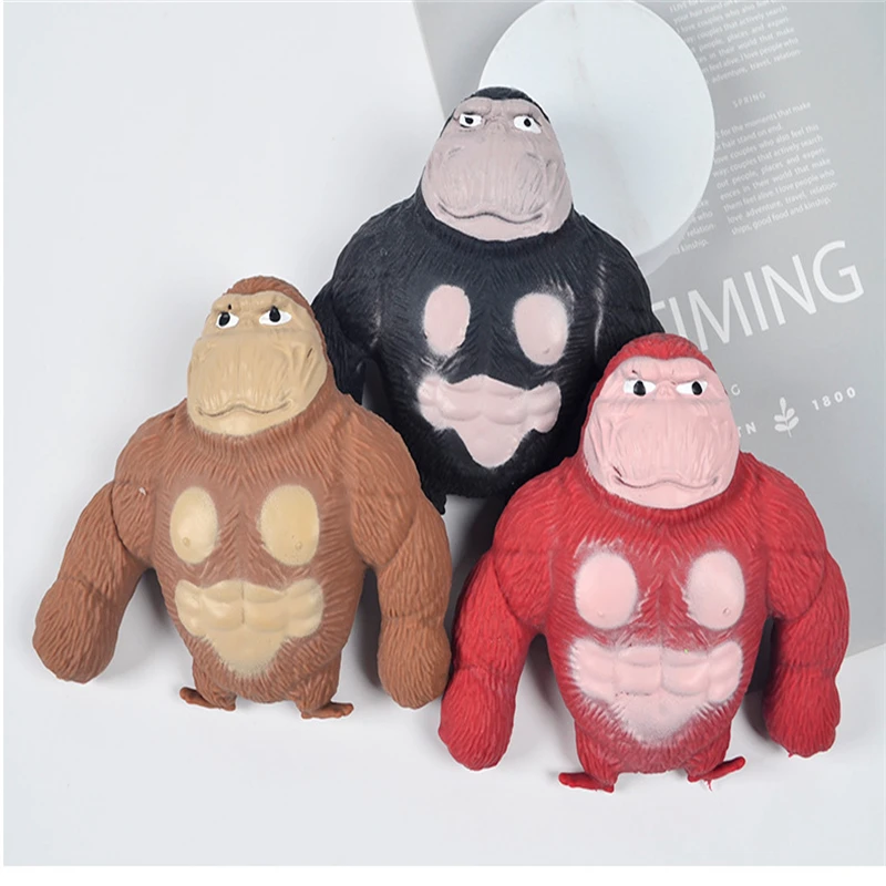 Lotvic Gorille extensible pour soulager le stress, jouet extensible en forme de singe spongieux pour enfants et adultes, jouet orang-outan extensible