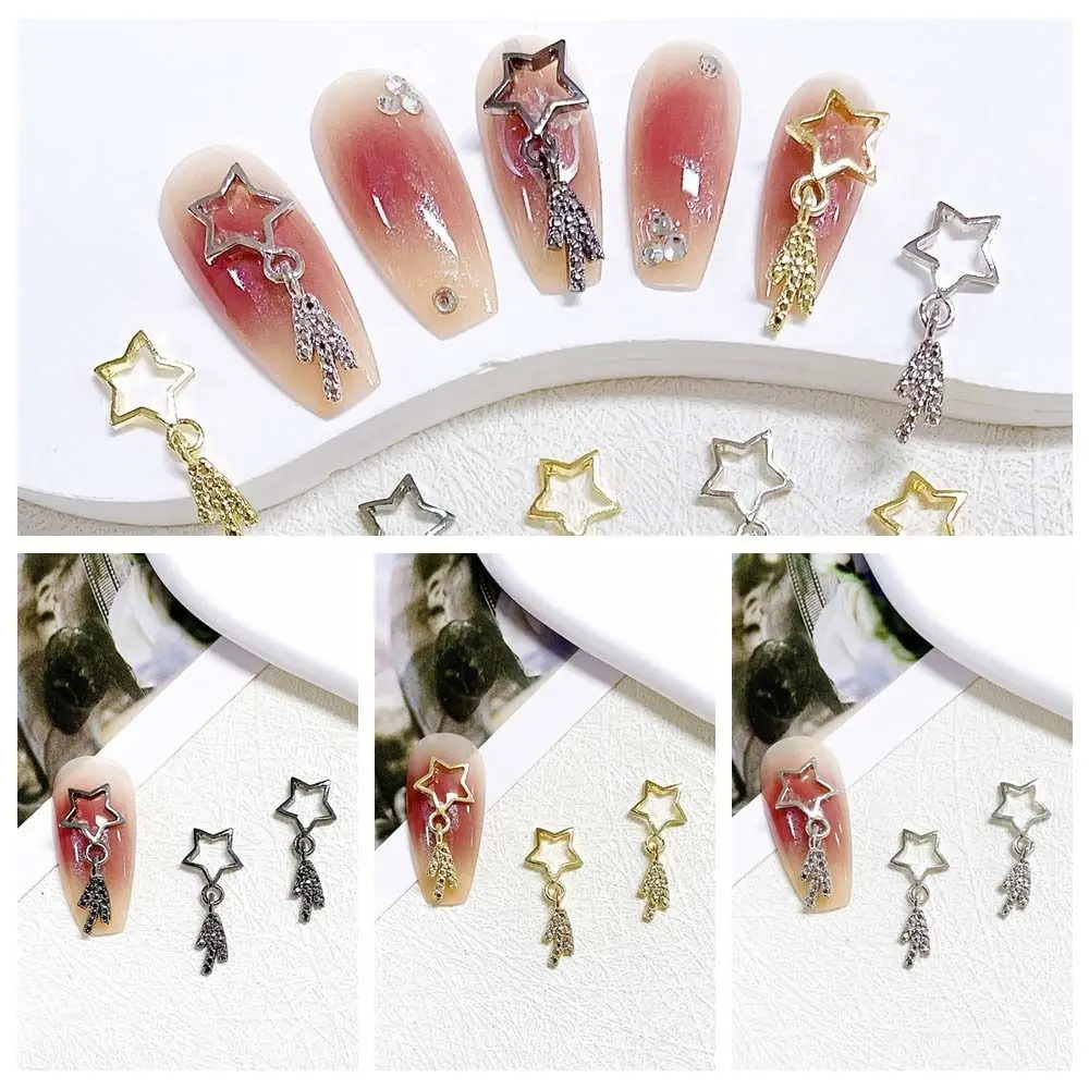 

5Pcs/set Nail Supplies Tassel Stars Nail Rhinestones Alloy Nail Charms Manicure Ornaments Tassel Stars Nail Decorations