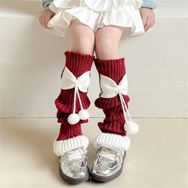 Lolitas Calf Socks Knitted Calf Socks Long Leg Cover Children Crochet Knee High Stockings for Teen Girls Age 1-10 Year