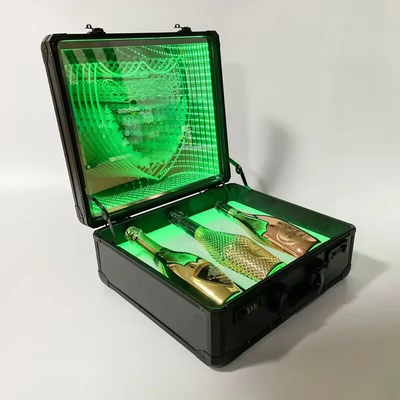 3 bottles Rechargeable LED Box Champagne Bottle Carrier LED Champagne Display Case for Night Club Party Lounge Bar Decor